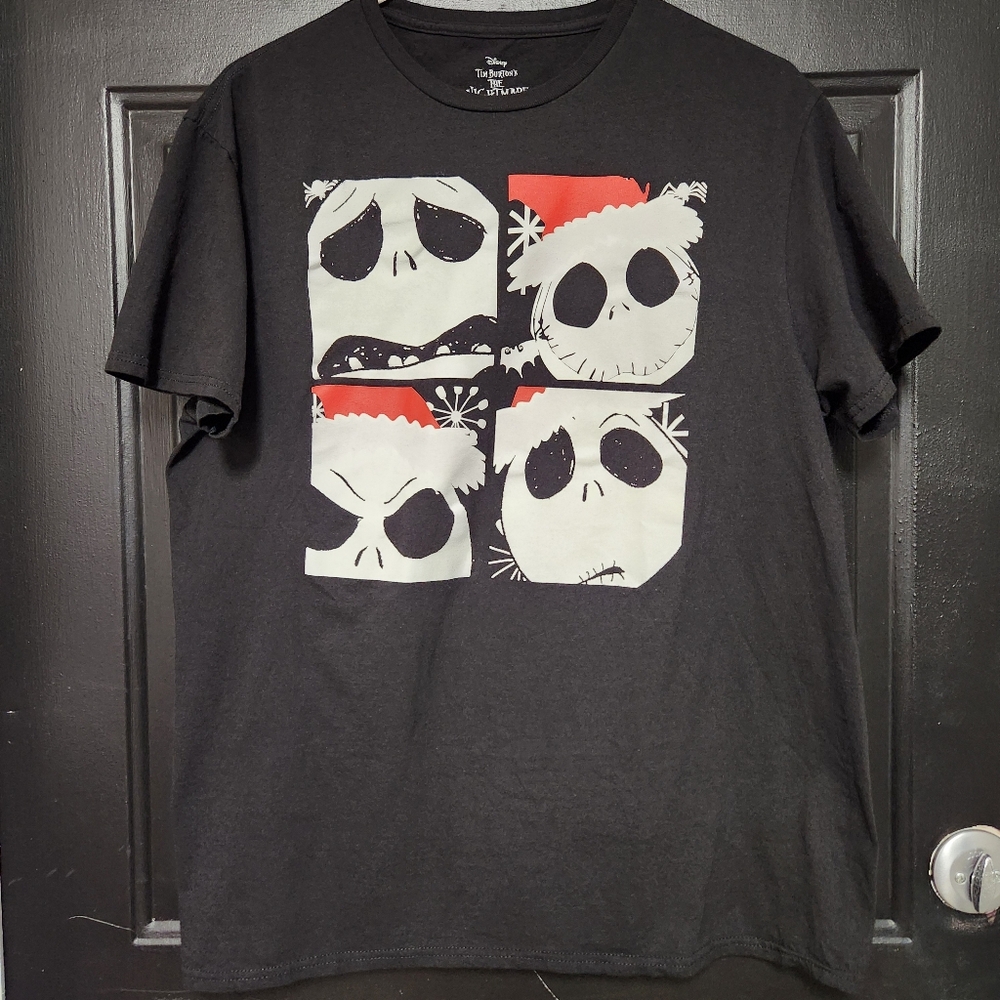 Tim Burtons Nightmare Before Christmas T Shirt Jack Skellington Black La…